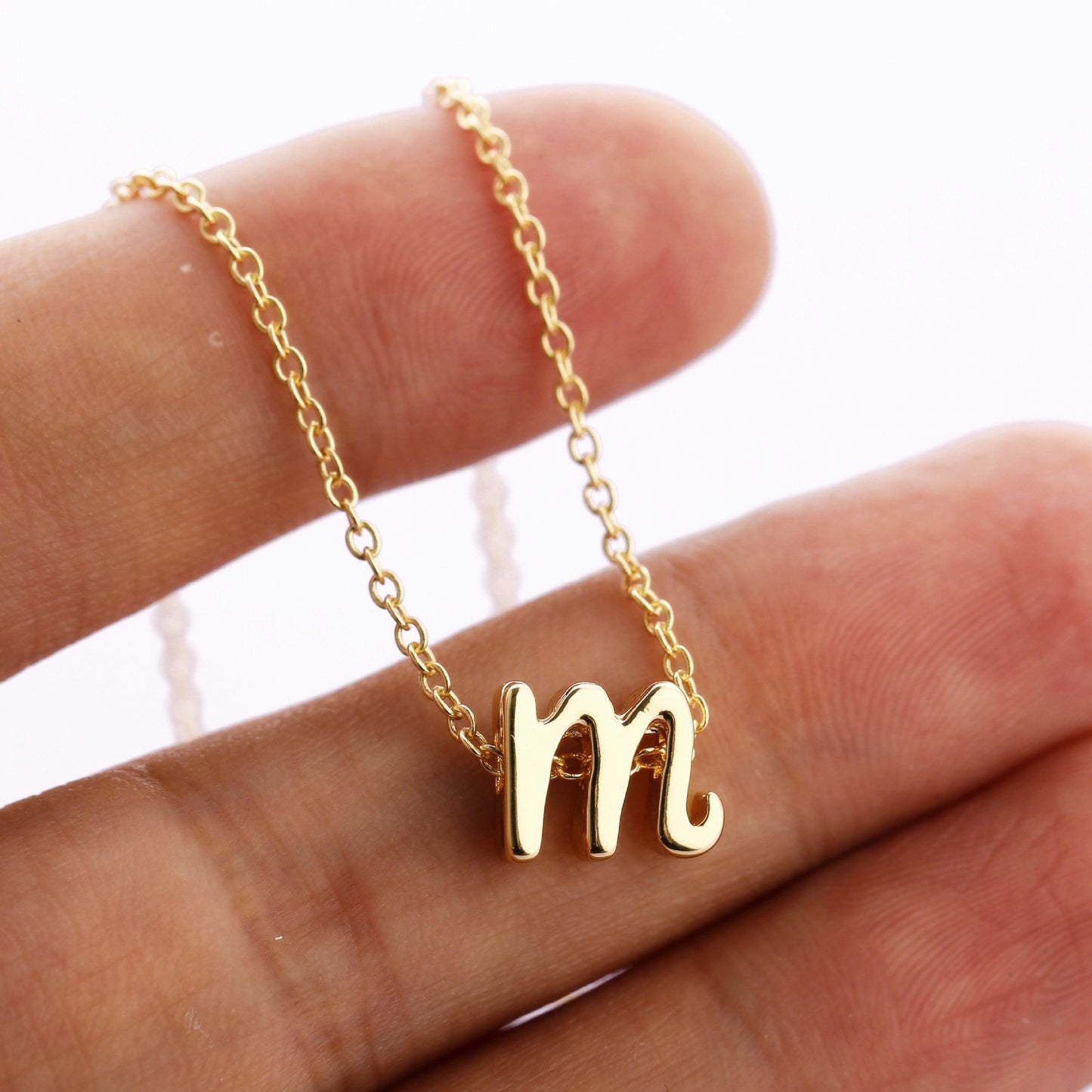 Style Summer Fashion Fan 26 Small Letters Pendant Cursive Alphabet Necklace