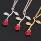 Red Rose Pendant Necklace Female Cute Plant Flower Clavicle Chain Jewelry