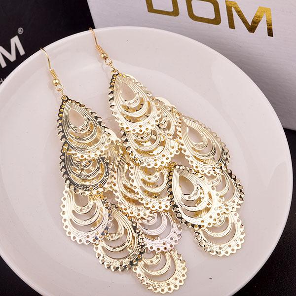 Long Hollow Out Big Water Drop Earrings Yunnan Minority Fashion Metal Earrings