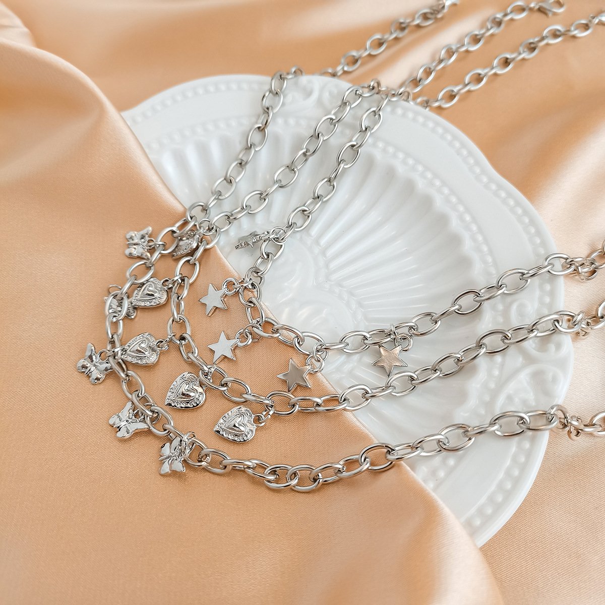 Jewelry Multi-element Star Peach Heart Clavicle Necklace Temperament Simple Small Butterfly Pendant Necklace Women