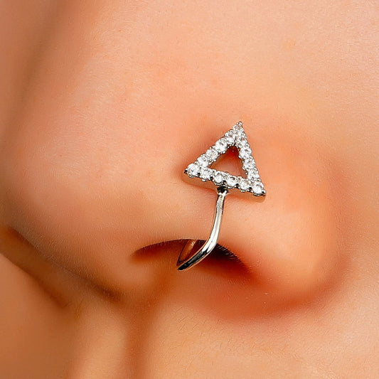 U-shaped nose clip zircon geometric opening nose ring fake nose nail free piercing puncture jewelry