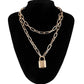 Personality Punk Hip-Hop Jewelry Lock Double Thick Chain Sweater Chain Geometric Retro Necklace
