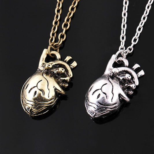 Retro Creative Anatomical Heart Necklace Personality Hollow Heart Pendant Jewelry