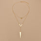 Jewelry Fashion Sexy Small V Letter Tassel Iron Triangle Necklace Double Layer Necklace