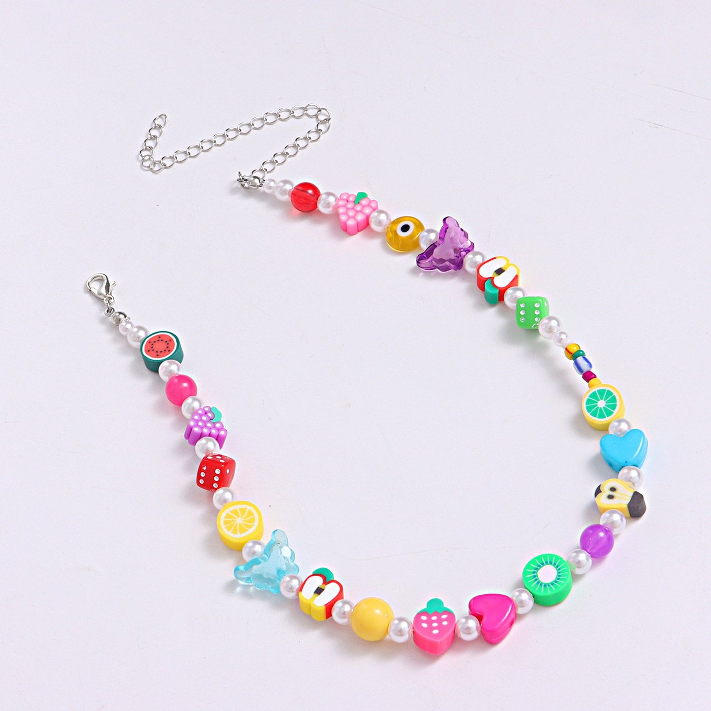 Jewelry Acrylic Butterfly Pearl Necklace Ladies Resin Soft Pottery Fruit Bead Necklace