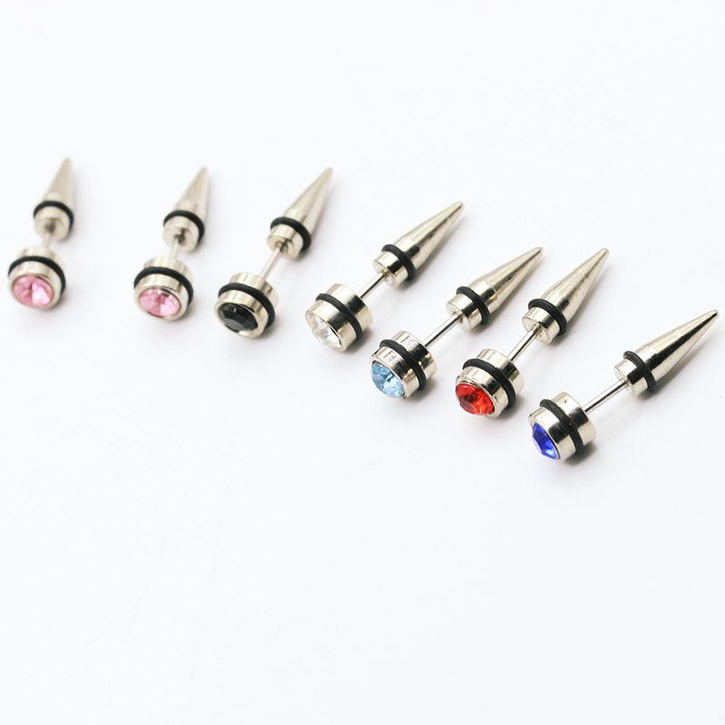 Human body piercing men's earrings 316L medical titanium steel earrings for men and women diamond-studded piercing fashion floor ear accessories