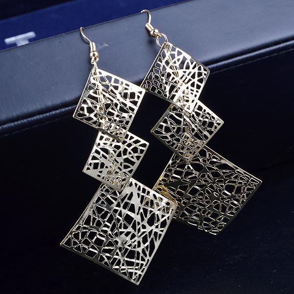 Multi-level rhombus personality hollow earrings retro earrings direct supply earrings