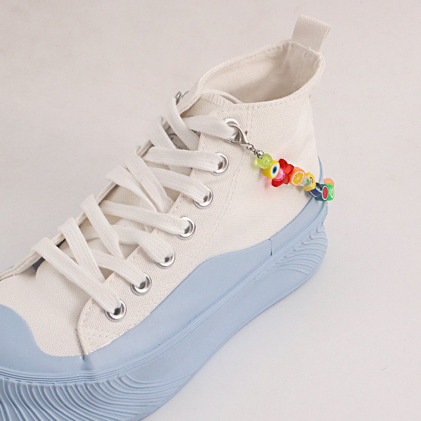 Soft pottery fruit ins letter shoe chain jewelry metal shoe chain canvas shoe decoration