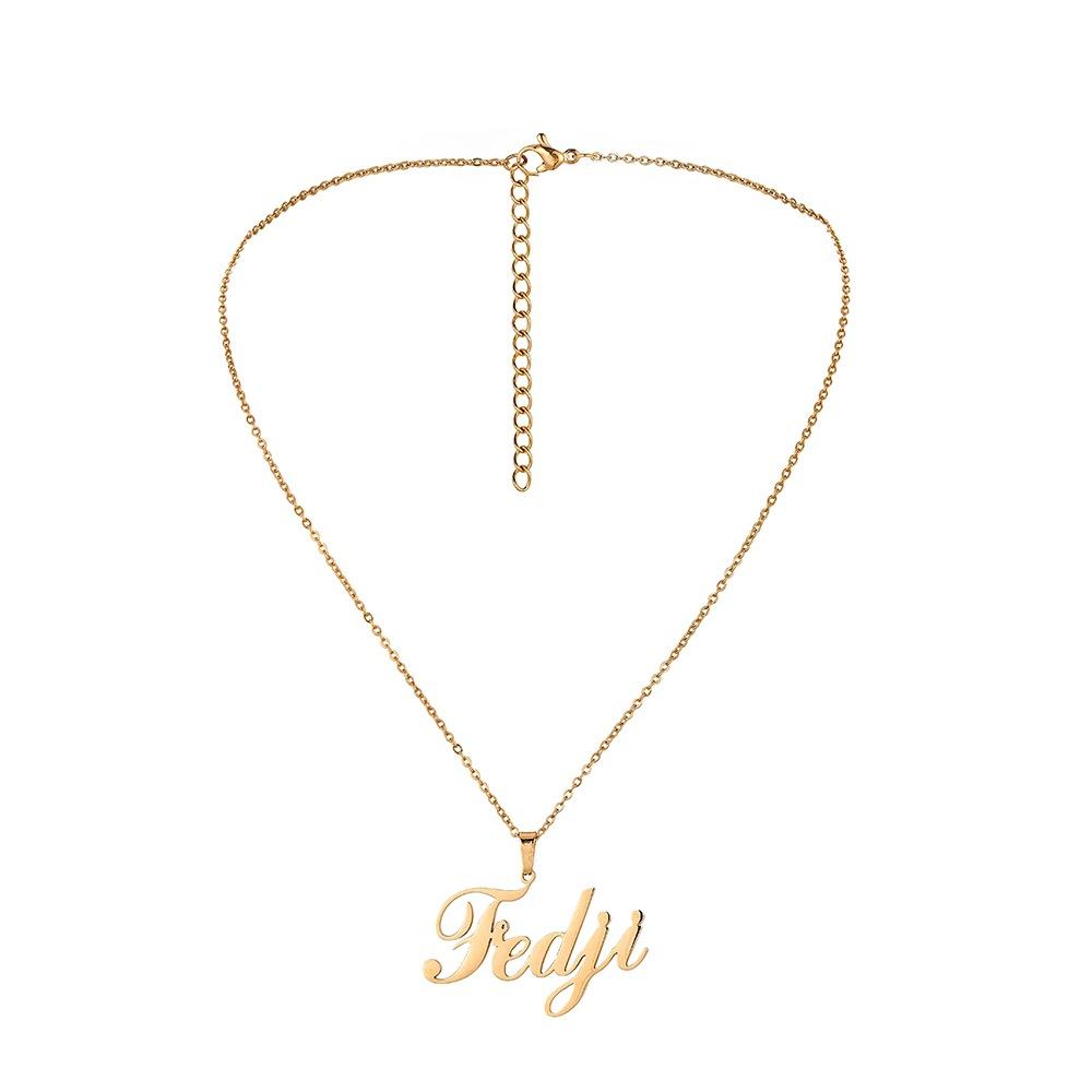 Fashion personality stainless steel irregular name English lettering cutting pendant titanium steel trendy sexy necklace