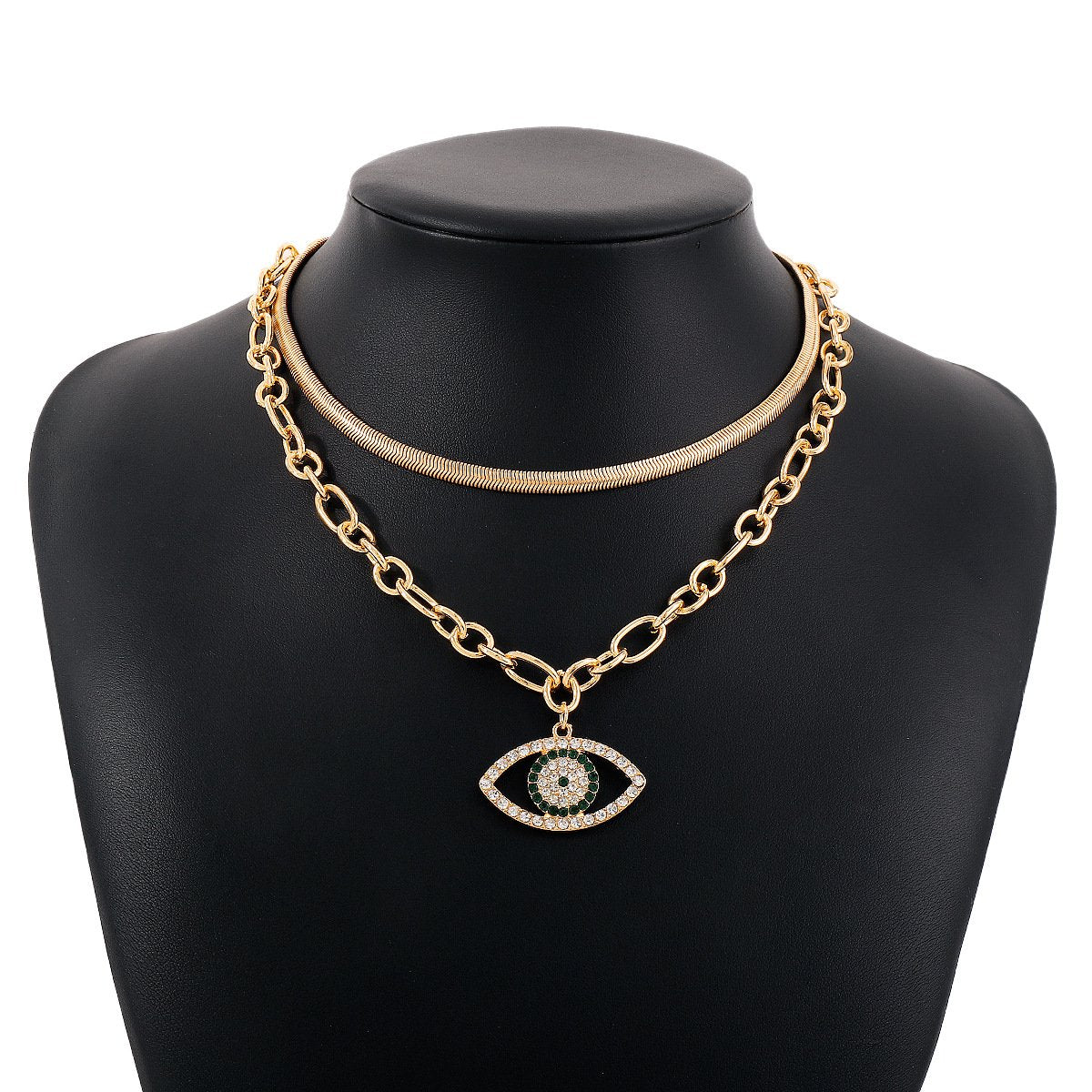 N1749 Exaggerated Temperament Eyes Hollow Diamond Necklace Niche Hip Hop Layered Sweet Cool Necklace