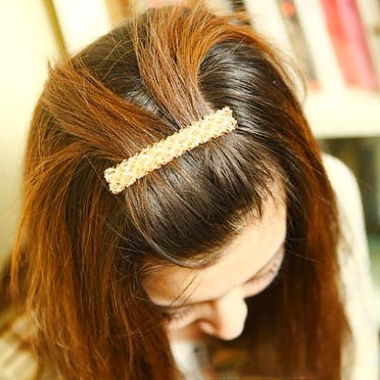 Flash diamond hair clip four rows of crystal fishing line weaving edge clip word spring clip jewelry