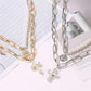 Necklace Exaggerated Pearl Cross Necklace Women's Thick Chain Multi-layer Disc Portrait Pendant