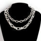 Exaggerated geometric fashion double-layer set chain female net red ins hip-hop design necklace