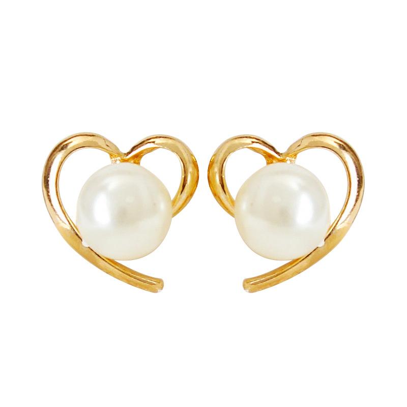 Jewelry lady temperament pearl heart stud earrings 2 yuan earrings