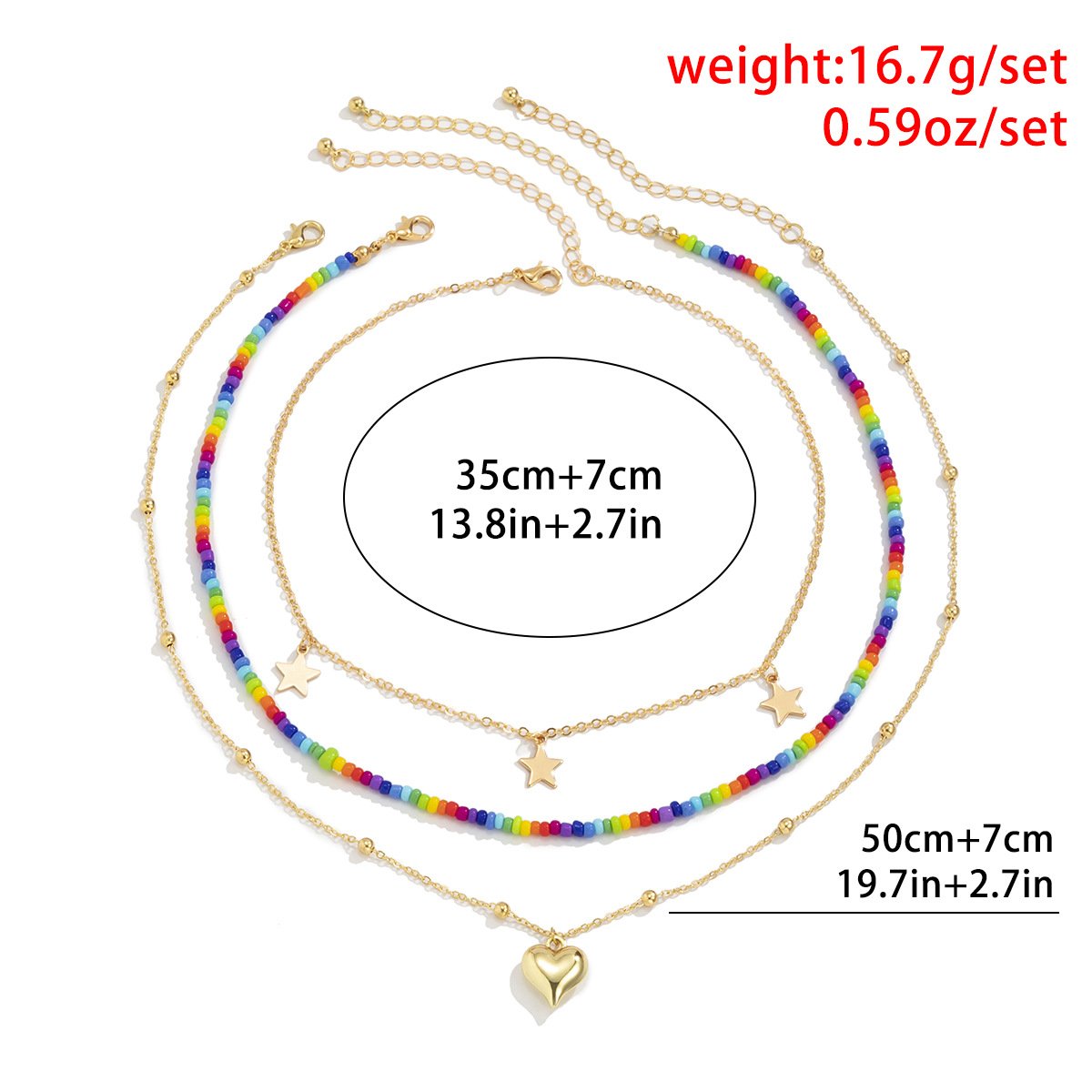 Beach Vacation Colorful Rice Beads Beaded Necklace Female Simple Small Peach Heart Star Clavicle Necklace