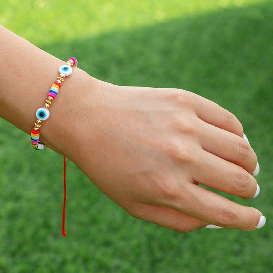 Jewelry mix-and-match portrait soft pottery multi-variety hand decoration color ethnic single-layer braided hand rope female