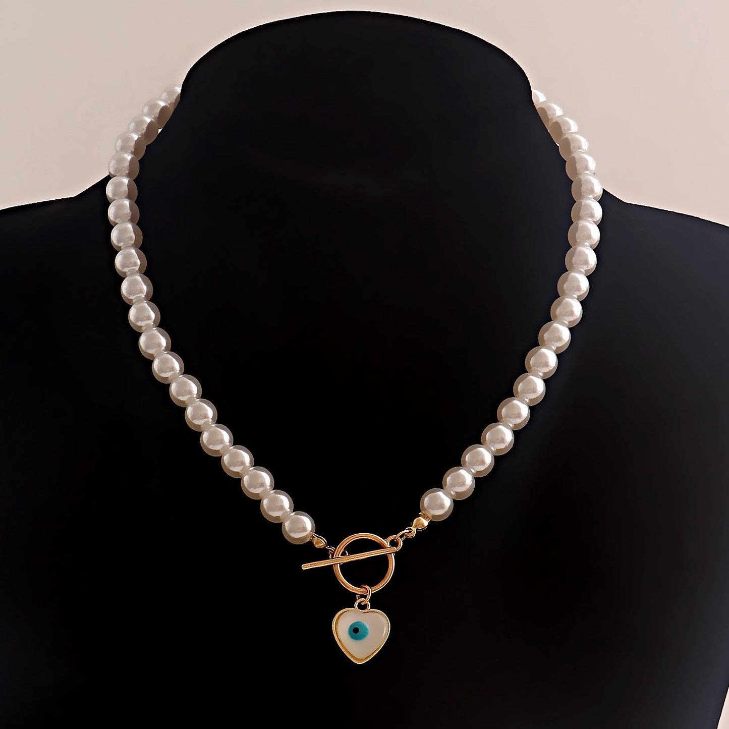 Jewelry ins all-match devil's eye love imitation pearl necklace simple blue eye necklace female