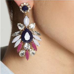Fashion exaggerated luxury earrings atmospheric diamond earrings personality water drop color ear jewelry