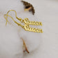 Non-fading titanium steel creative letter Queen earrings hip-hop simple all-match letter accessories