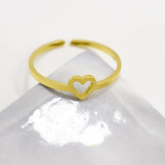 Explosive style simple peach heart-shaped ring titanium steel vacuum plating simple jewelry ring