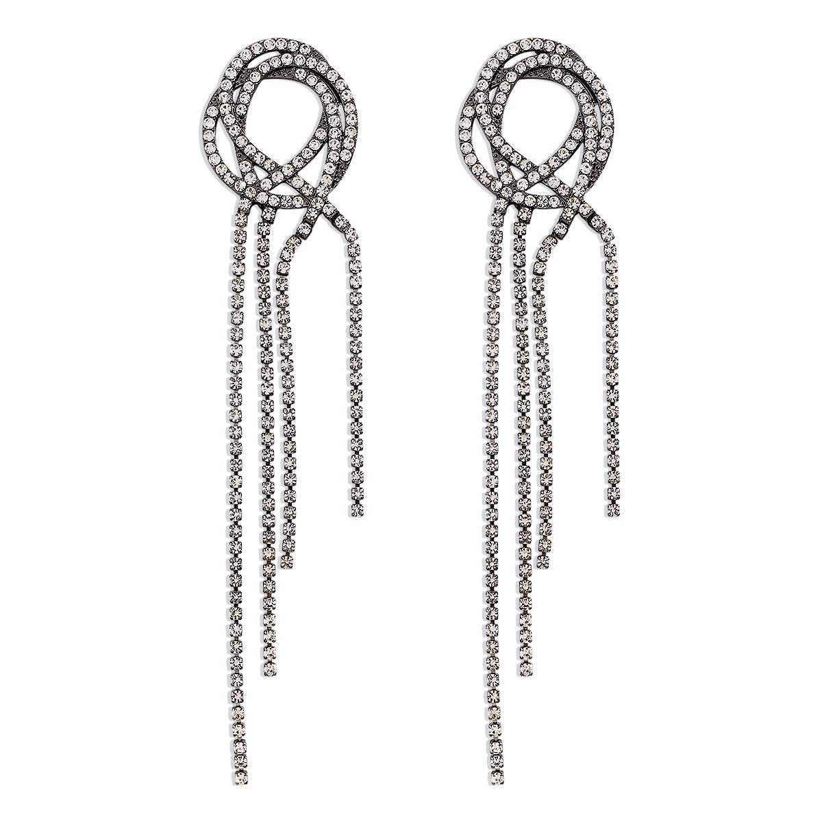 E11216 Exaggerated fashion earrings claw chain tassel temperament fairy earrings temperament rhinestone earrings