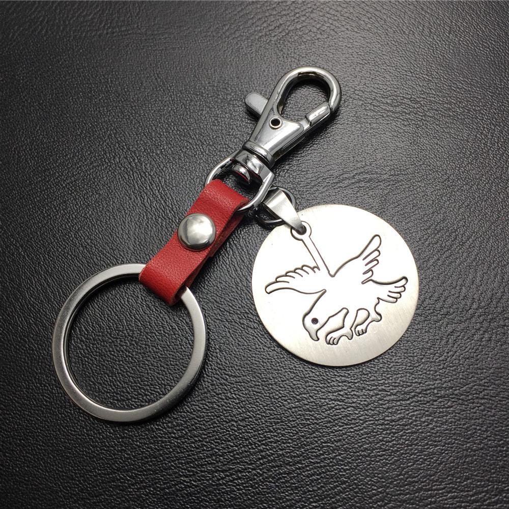 Earth Flying Eagle Cowhide Keychain Stainless Steel Pendant Titanium Steel Jewelry Waist Hanging Ladies Bag Pendant