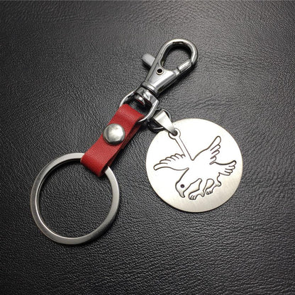 Earth Flying Eagle Cowhide Keychain Stainless Steel Pendant Titanium Steel Jewelry Waist Hanging Ladies Bag Pendant
