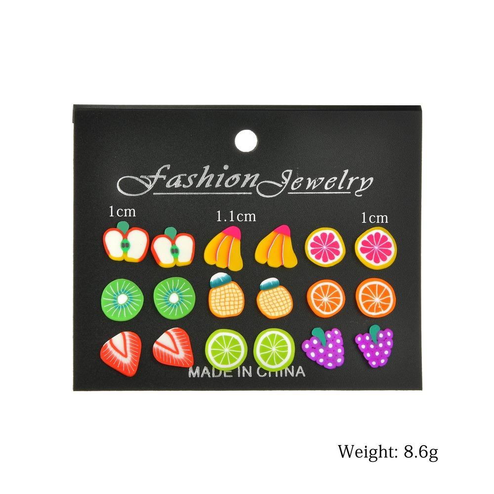 Fashion Acrylic Apple Strawberry Banana Earrings Ladies Fruit Small Stud Earrings Set Ornament