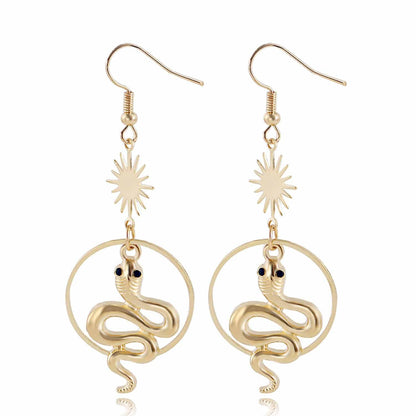 Jewelry Geometric Exaggerated Trendy Earrings Creative Design Fashion Gold Snake Earrings Earrings Earrings