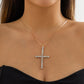 Jewelry Simple Micro-inlaid Rhinestone Cross Necklace Female Personality Metal Thin Chain Geometric Necklace
