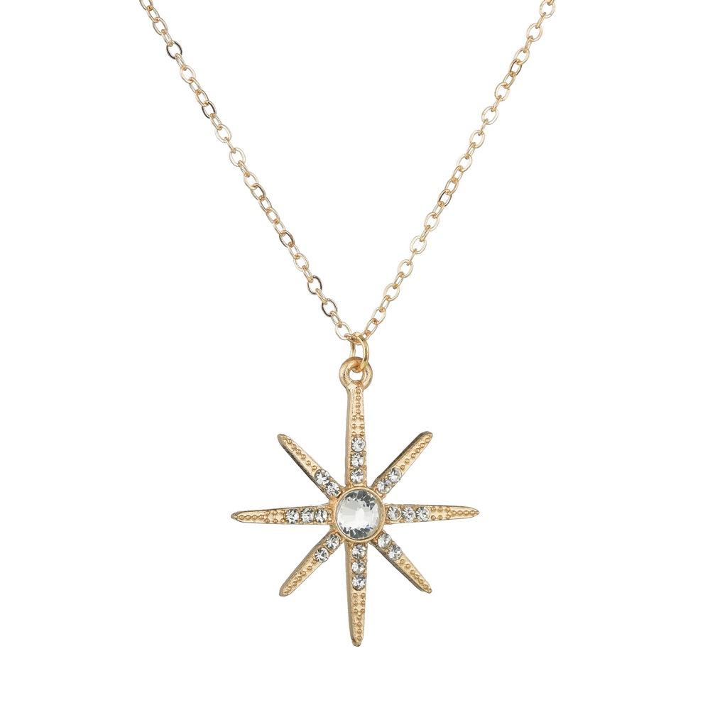 Fashion Octagram Necklace Temperament Rhinestone Clavicle Chain Short Necklace Accessories