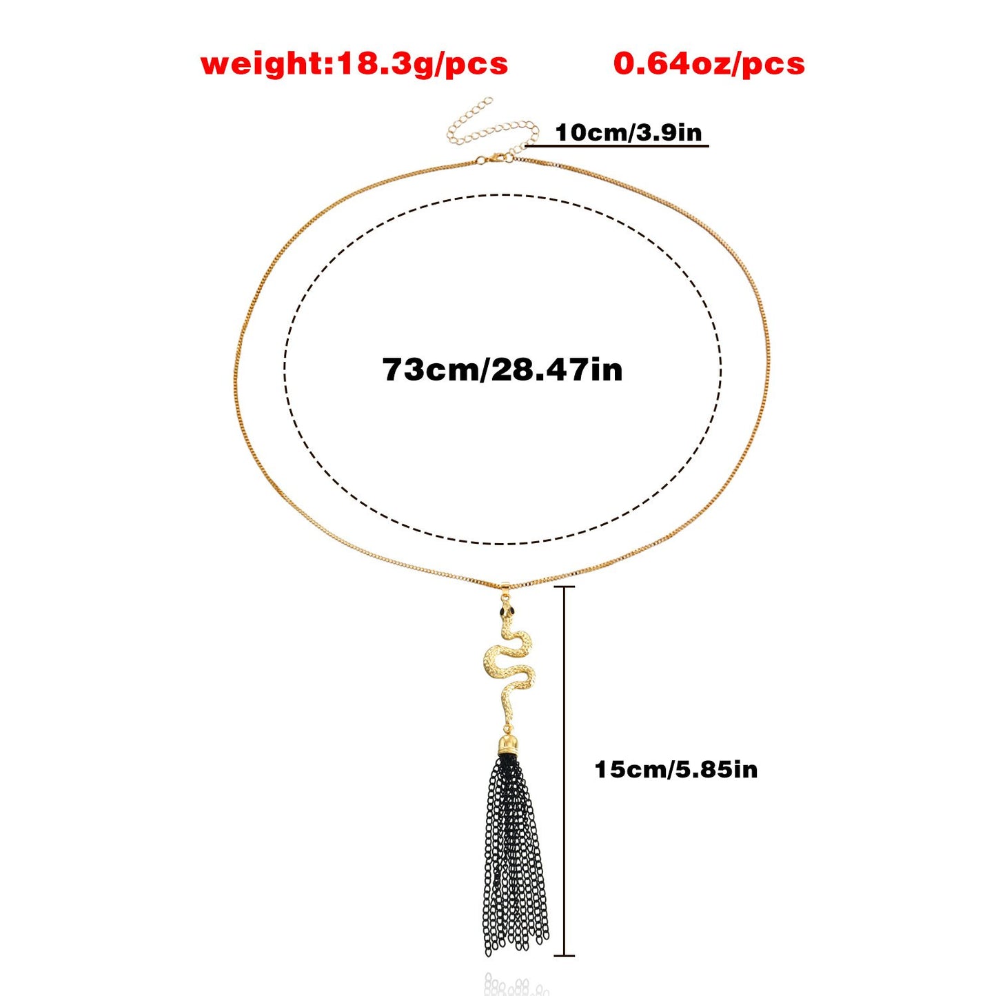 Jewelry Snake Pendant Sweater Chain Necklace Advanced Sense Long Design Geometric Tassel Necklace