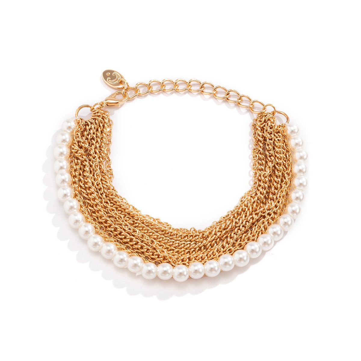 Jewelry hip-hop fashion metal thin chain multi-layer bracelet retro imitation pearl beaded jewelry female