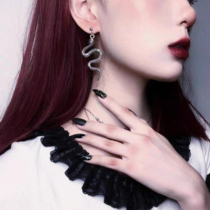 Personality Retro Spirit Snake Alloy Necklace Exaggerated Earrings Necklace Couple Punk