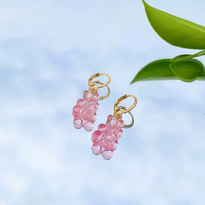 Jewelry Sweet Cool Juice Transparent Bear Earrings Cute Sweet Gummy Cartoon Girl Earrings