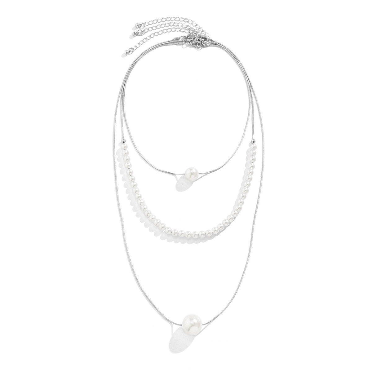 Jewelry sweet and cool metal snake bone chain all-match necklace niche design sense retro imitation pearl necklace