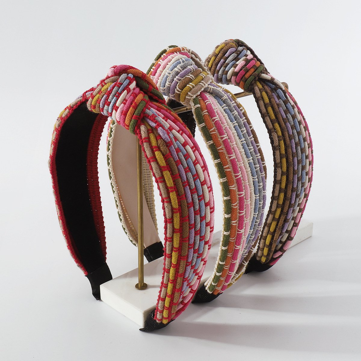 F4149 Ethnic color fashion headband women's wide-brimmed rainbow color braided wide-brimmed knotted headband