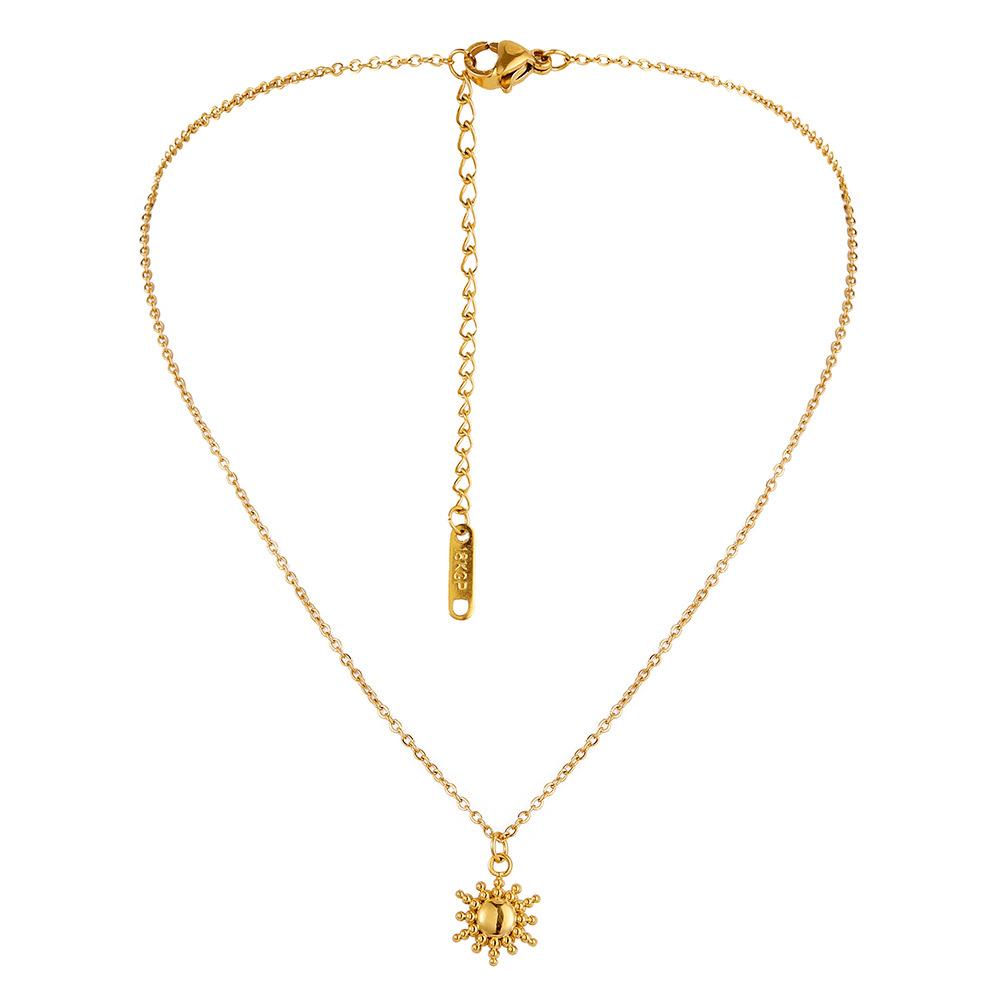 Stylish Simple Personality Golden Stainless Steel Little Sun Versatile Retro Ladies Necklace