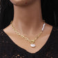 Jewelry Retro Metal Irregular OT Buckle Chain Necklace Versatile Pearl Advanced Sweater Chain
