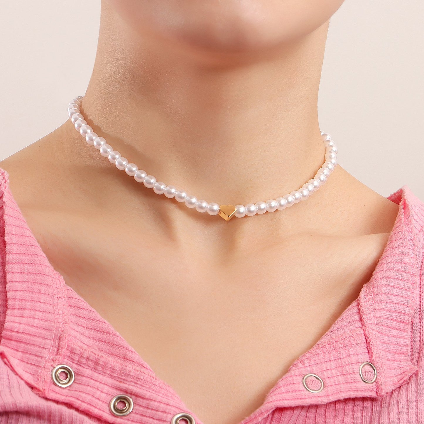 Jewelry colorful light luxury baroque pearl love necklace necklace female ins beaded necklace