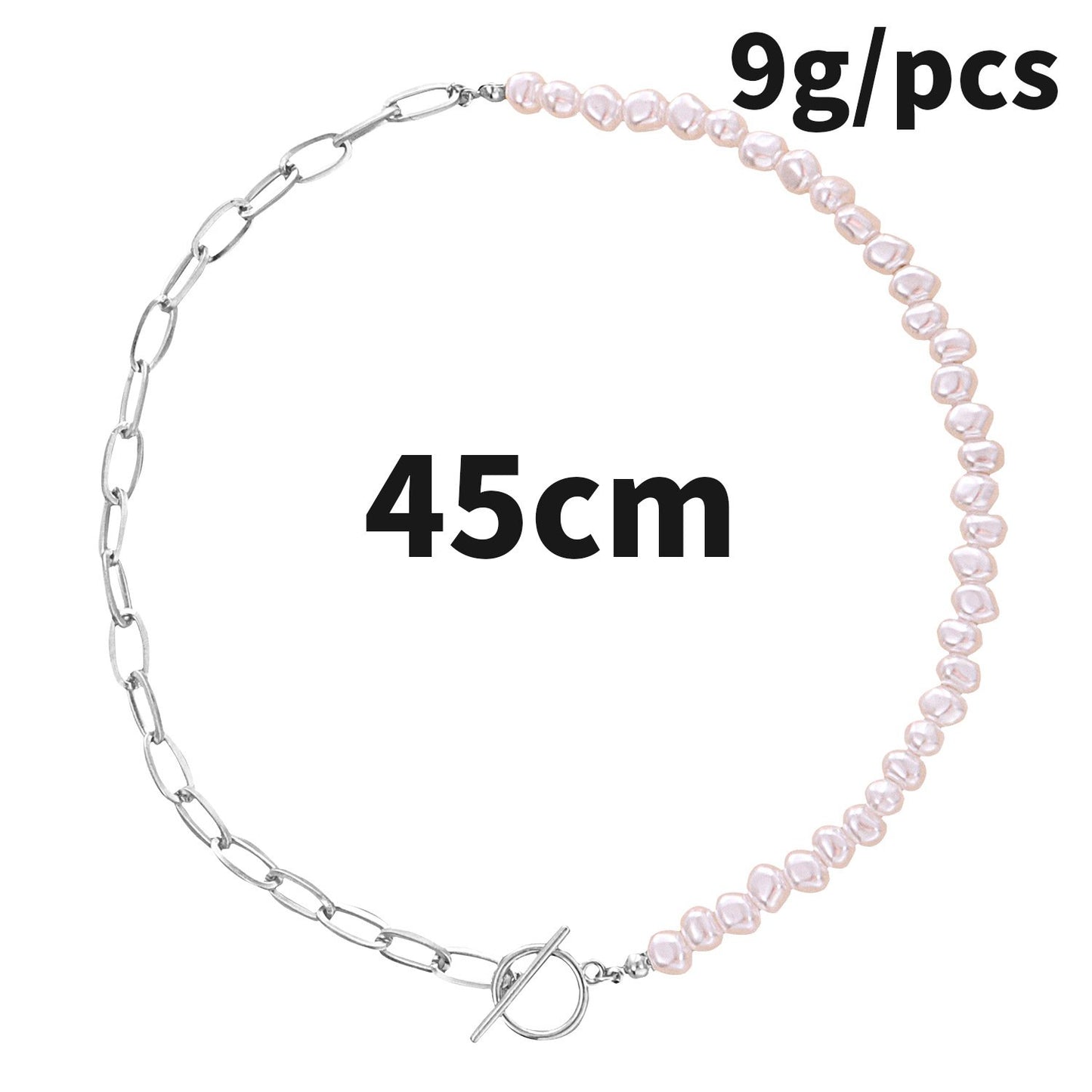 Jewelry Fashion Trendy OT Buckle Shaped Pearl Necklace Women's Geometric Simple Small Hole Chain Necklace