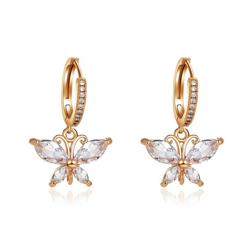 Crystal Butterfly Earrings Super Flash Zircon Butterfly Earrings Femininity Versatile Earrings Earrings