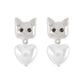 E1226 Cute Small Animal Earrings Women's Imitation Pearl Heart-Shaped Cat Small Earrings Niche Cold Earrings