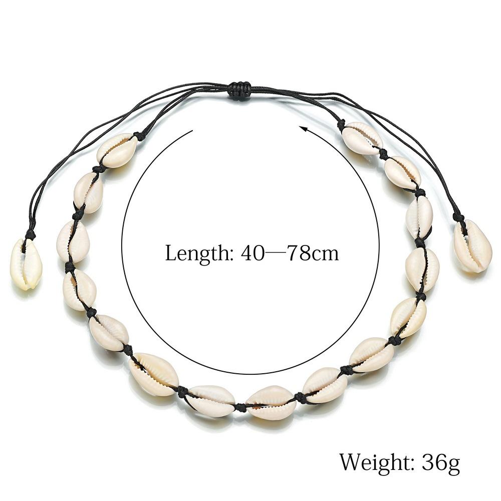 Accessories Boho Ethnic Big Shell Necklace Beach Vacation Braided Necklace Jewelry