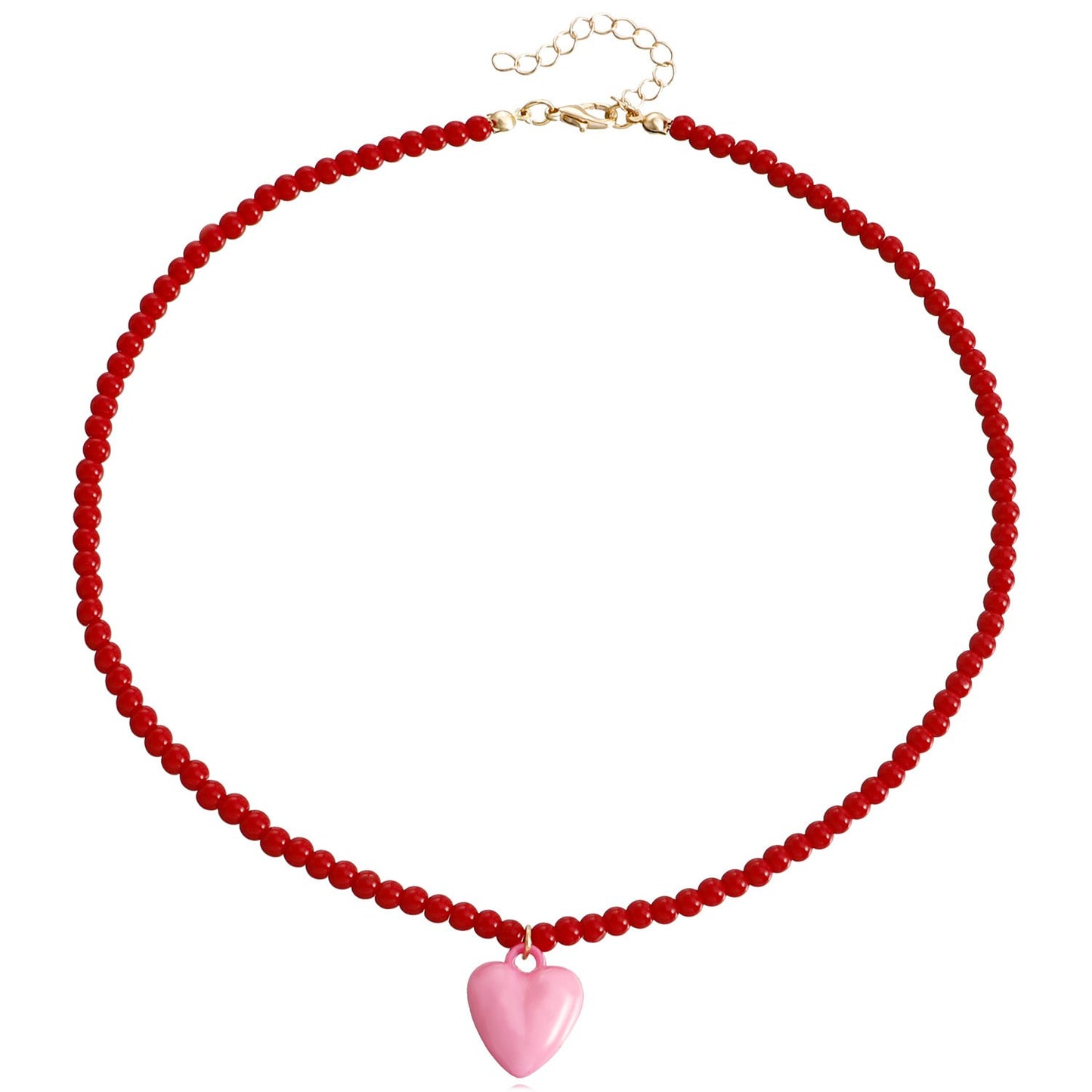 Jewelry Bohemian pure color rice beads color love pendant necklace female beaded necklace niche