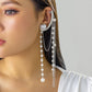 Jewelry temperament personality pearl chain tassel earrings personality geometric metal ear bone clip earrings