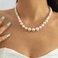 Jewelry Niche Simple Imitation Pearl Clavicle Necklace Female Personality Versatile Diamond Geometric Necklace