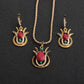 Fashion Vintage Alloy Diamond Necklace Drop Shaped Gemstone Earrings Three-Piece Set Jewelry