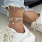 Jewelry niche simple woven snake bone chain anklet female retro metal sequin pendant foot decoration
