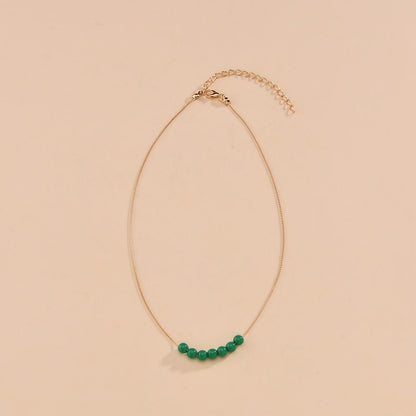 Fashion Green Round Acrylic Bead Necklace Simple Clavicle Chain Necklace Ladies Accessories